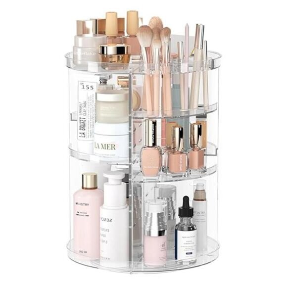 Rotating Makeup Organizer 8 Tier Skincare Storage Vanity Bathroom Countertop - Picture 8 of 8